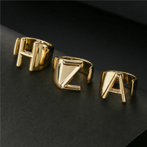 Adjustable Opening Ring Initials