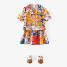 Load image into Gallery viewer, Toodler  2pcs Ethnic Floral Print Shirt and Skirt Set
