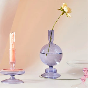 Floriddle Taper Candle Holders Glass Candlesticks for Home Wedding Table Decoration Glass Vase Table Bookshelf Candles Stand