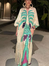Load image into Gallery viewer, go to Greece Tassel Printed Splicing Maxi Dress
