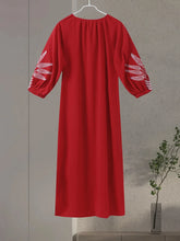 Load image into Gallery viewer, Embroidery red Long Dress Lantern Sleeve
