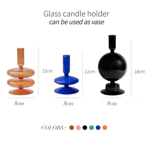 Floriddle Taper Candle Holders Glass Candlesticks for Home Wedding Table Decoration Glass Vase Table Bookshelf Candles Stand