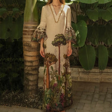 Load image into Gallery viewer, Summer  Vintage Trees Long Dress Summer Flare Sleeve Boho Maxi Dress
