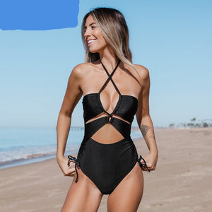 Black One-piece Swimsuit Beachwear