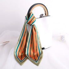 Load image into Gallery viewer, Sweet Love Print Women Small Silk Scarf Handle Bag Ribbons Female Head Scarves Sharp angle Green  90*10cm
